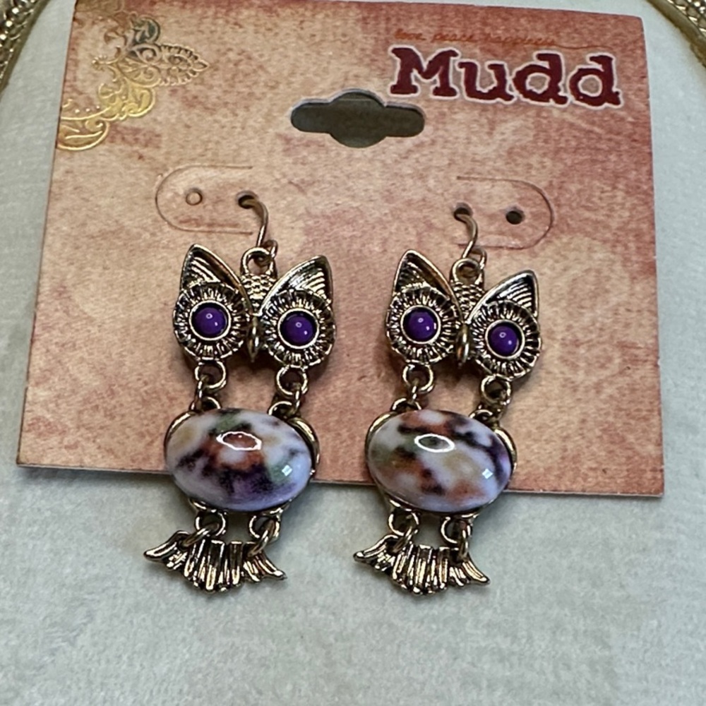 NEW! Mudd Purple and Silver Dangle Earrings